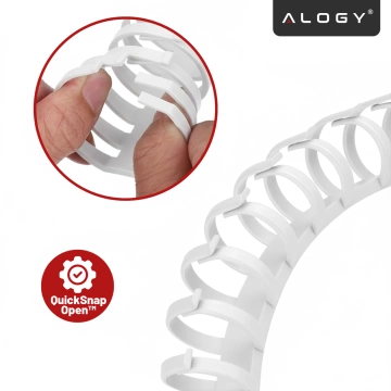 Federbelasteter Kabelorganizer für unter den Schreibtisch – Flexible Kabelmanagement-Abdeckung 50 x 4 cm, selbstklebend, zur Kabelorganisation – Alogy CableStrip™ Weiß