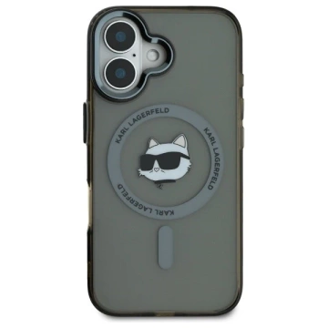 Etui Karl Lagerfeld do iPhone 16 Plus 6.7" Czarny MagSafe Hardcase IML Metal Choupette Head 