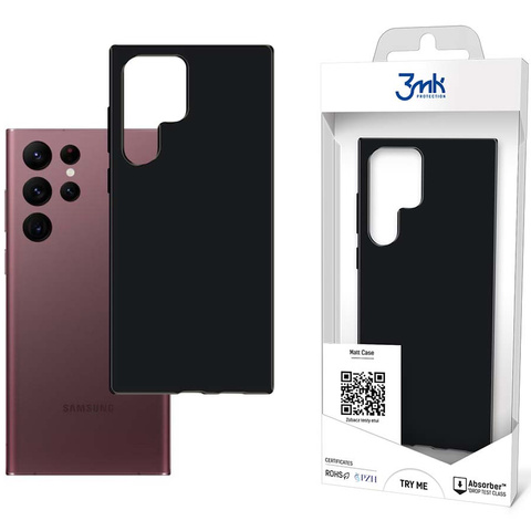 Robustes 3mk Matt Case für Samsung Galaxy S22 Ultra Black