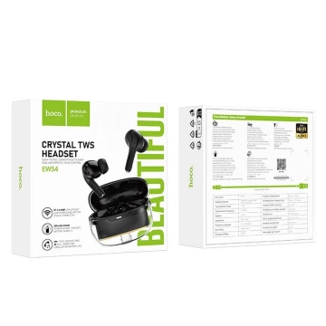 HOCO EW54 TWS Kabellose Bluetooth-Kopfhörer – Schwarz mit Ladeetui