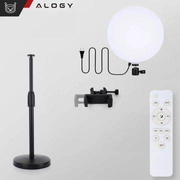 22 cm große LED-Tischleuchte von Alogy mit Bluetooth und Fernbedienung für Live-Make-up-Fotografie und -Aufnahmen, Schwarz
