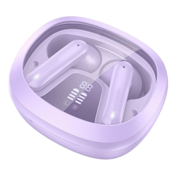 Słuchawki bezprzewodowe Bluetooth HOCO TWS EQ6 Etui ładujące Fioletowe