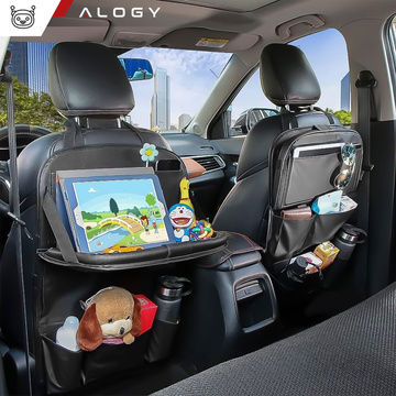 2x Auto Organizer Auto Reisetisch Autositzschutz Rücksitzlehne Sitz Alogy Schwarz
