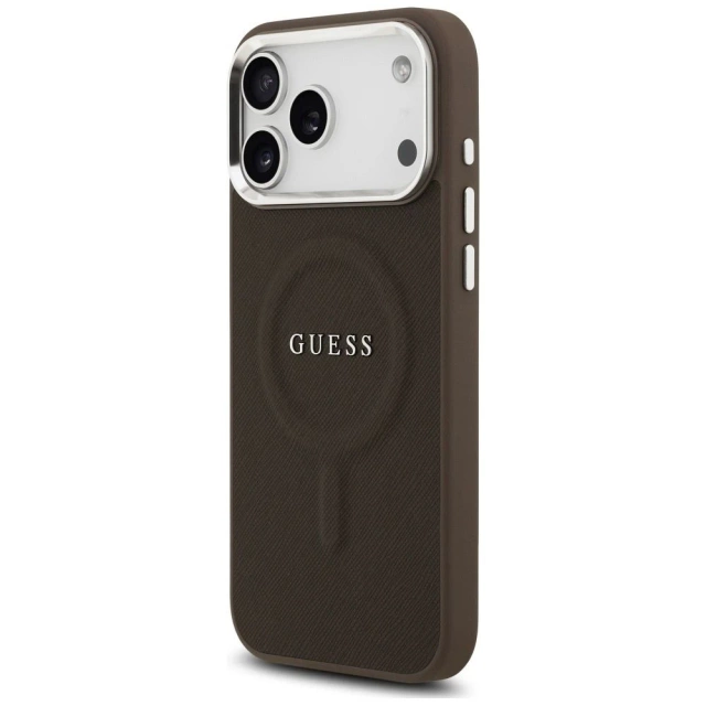 Etui Guess Classic Logo MagSafe na iPhone 17 Pro - Brązowe