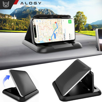 Uchwyt samochodowy na kokpit deskę do auta Alogy Carbon na telefon do 6.8 cali GPS Czarny + Organizer