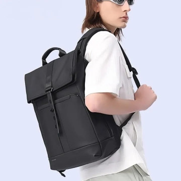 Bange Wasserdichter Rucksack für Laptops bis 15,6 Zoll, 43 x 30 x 18 cm, ideal für Stadt, Reisen, Arbeit und Flugreisen, für Damen und Herren, Schwarz