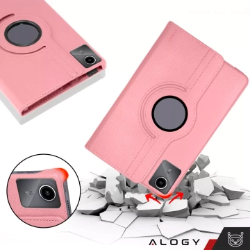 Etui 360 do Lenovo Tab K11 / K11E 11” M11 10.95" TB330FU / TB330XU / TB331FC obrotowe pokrowiec obudowa z klapką na tablet Case Alogy Różowe