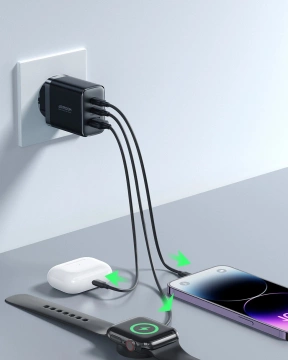 Joyroom 2x USB-C USB-A 32W Schnellladegerät - Schwarz
