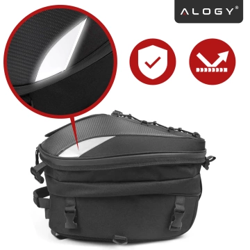 Plecak torba motocyklowa wodoodporna 40L – 5w1 – kufer, podsiodłowa, bagażnikowa, na kask, z pokrowcem, Nylon, torba miejska na motocykl – Alogy RoadMaster™  Czarna