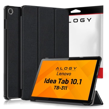 Etui do Lenovo Tab 10.1 TB-311, Smukłe Ochronne z Klapką, Składana Okładka Slim, Alogy BookGuard™ – Czarne