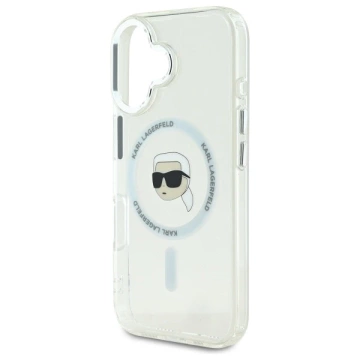 Etui Karl Lagerfeld do iPhone 16 6.1" Biały MagSafe Hardcase IML Metal Karl Head 