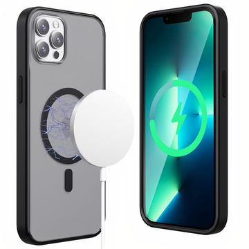 Etui matowe Alogy MagCase do MagSafe obudowa z pierścieniem magnetycznym do Apple iPhone 12/ 12 Pro Czarne + Szkło