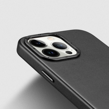 Dux Ducis Grit Ledertasche für iPhone 14 Pro Max Elegante Kunstlederhülle (MagSafe-kompatibel) Schwarz