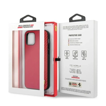 Ferrari iPhone 12 Pro Max 6.7" Hülle Rot/Rot Hardcase On Track Carbon Stripe