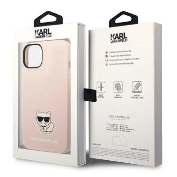 Handyschutzhülle Karl Lagerfeld KLHCP14SSLCTPI für Apple iPhone 14 6.1" Hardcase Hellrosa/Hellrosa Choupette Body aus Silikon