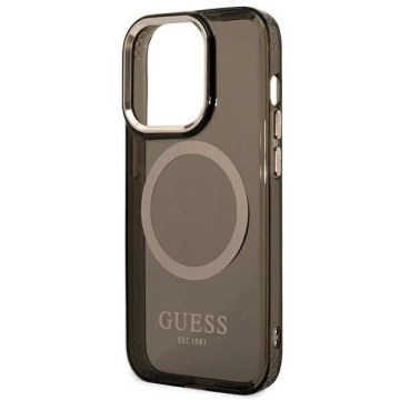Etui Guess GUHMP14LHTCMK do Apple iPhone 14 Pro 6,1" czarny/black hard case Gold Outline Translucent MagSafe