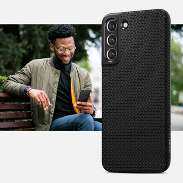 Etui obudowa Spigen Liquid Air do Samsung Galaxy S22 Matte Black + Szkło