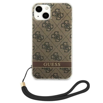 Etui Guess GUOHCP14SH4STW do Apple iPhone 14 6,1" brązowy/brown hardcase 4G Print Strap