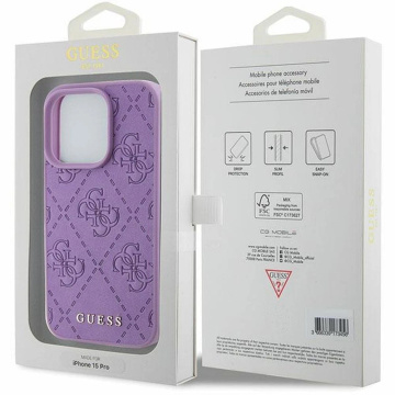 Original GUESS Hardcase GUHCP15XP4EPMU Hülle für iPhone 15 PRO MAX (Quilted 4G Classic / Hellviolett)