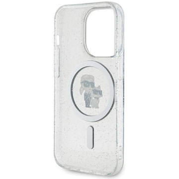 Etui Karl Lagerfeld KLHMP15LHGKCNOT do iPhone 15 Pro 6.1" transparent hardcase Karl&Choupette Glitter MagSafe
