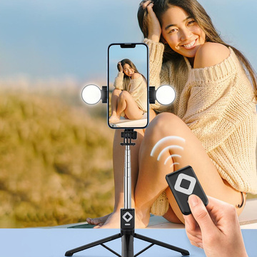 Selfie-Stick Handyhalter Stativring LED-Stativ mit Bluetooth-Fernbedienung Schwarz