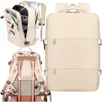 Damen-Reise-Laptop-Rucksack für Koffer, Gepäck, Flugzeug, Arbeit, Schule, 45 x 30 x 20 cm, Alogy Beige
