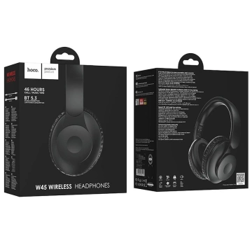 Hoco W45 Bluetooth 5.3 – nauszne, składane, 46 h odtwarzania, AUX & TF