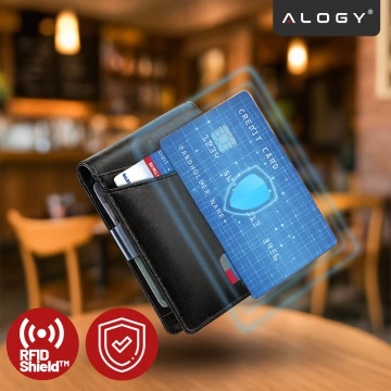Portfel RFID Etui ochronne blokujące sygnał na karty dokumenty cienki Alogy Small męski damski Wallet Czarny