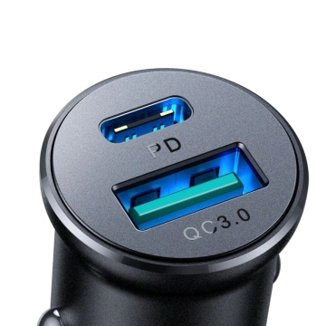 Mini ładowarka samochodowa Joyroom JR-CCN05 30 W USB-A & USB-C – czarna