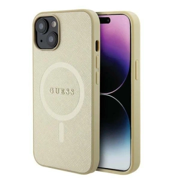 Etui Guess GUHMP15MPSAHMCB für iPhone 15 Plus 6,7" Hardcase Saffiano MagSafe Gold/Gold