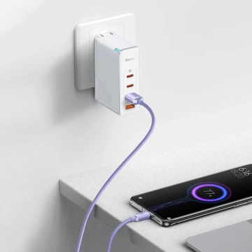 Baseus Crystal Shine Series kabel przewód USB do szybkiego ładowania i transferu danych USB Typ A - USB Typ C 100W 2m fioletowy (CAJY000505)