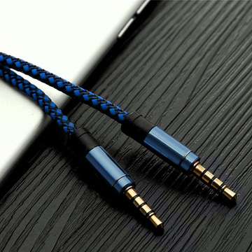 Kabel Audio 2x Mini Jack - Jack 3.5mm długi przewód AUX Oplot mocny 1.5m Niebieski