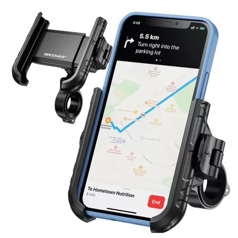 Uchwyt Motocyklowy Rowerowy na kierownicę KEWIG BKW-2-H na telefon z systemem przeciwwstrząsowym na motor quada skuter Czarny
