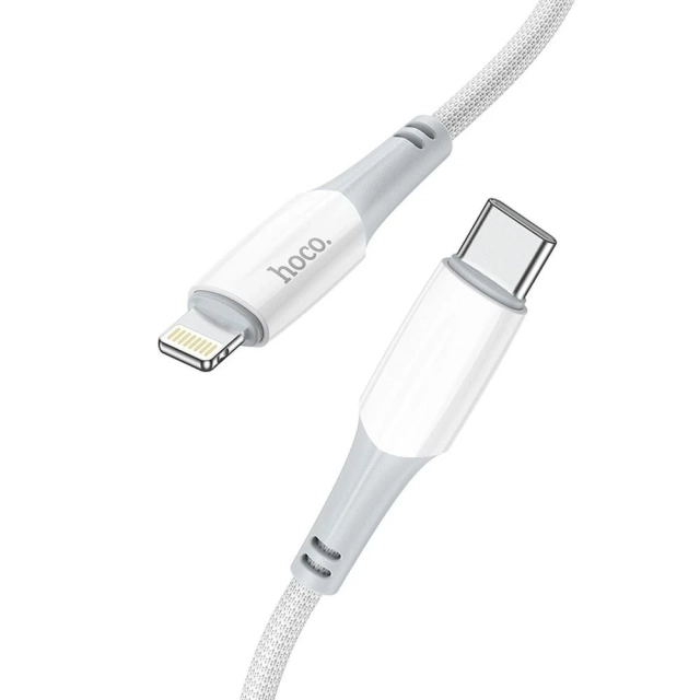 HOCO Kabel Typ C auf Lightning X70 1m Weiß PD 20W 3A Nylongeflecht