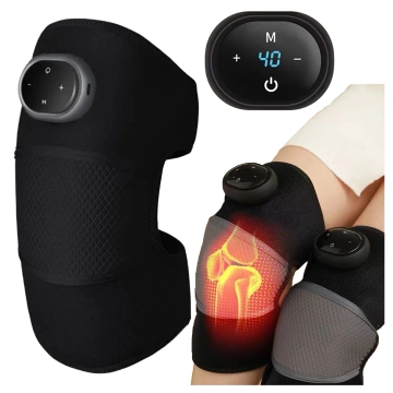 Opaska grzewcza z masażem na kolano, łokieć lub bark – ogrzewanie, ulga w bólu stawów, rehabilitacja, termoterapia – Dr.Medic FlexTherm™ Czarna