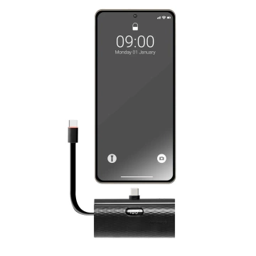 FORCELL F-ENERGY Power Plug F5K3 Powerbank mit integriertem Typ-C PD-Anschluss 20W 5000mAh Schwarz