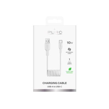 Kabel spiralny Puro USB-A – USB-C 10W 1m biały TPU