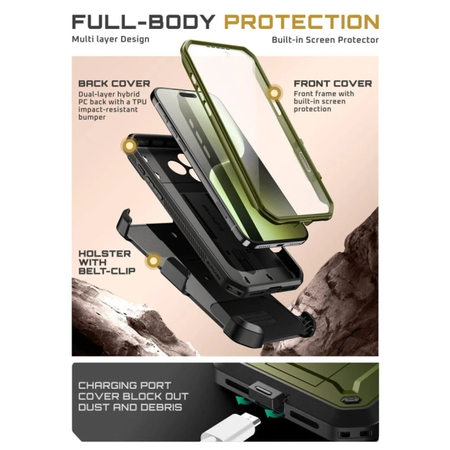Etui Supcase UB Pro do iPhone 17 Pro Goldan Pancerne z Klipsem