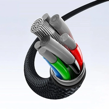 Kabel 3w1 Baseus 100W USB-C/USB-C/Lightning 1,5m LED Czarny