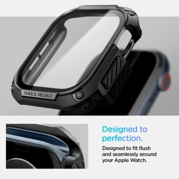APPLE WATCH 10 (46 MM) SCHWARZES SPIGEN TOUGH ARMOR-GEHÄUSE AUS GEHÄRTETEM GLAS