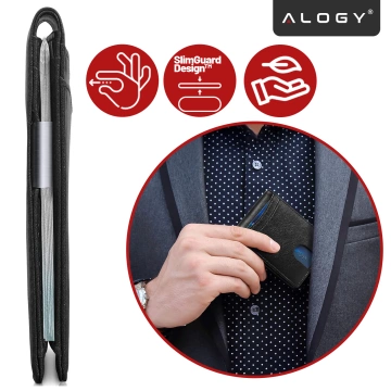 RFID-Schutzhülle für Geldbörsen, blockiert Signale für Karten und Dokumente, dünn, klein, Alogy, Herren- und Damengeldbörse, Schwarz