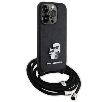 Etui Karl Lagerfeld KLHCP15LSAKCPSK für iPhone 15 Pro 6,1" Hardcase Czarny/Black Crossbody Saffiano Metal Pin Karl