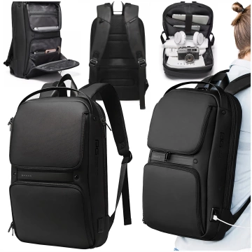 Plecak wodoodporny Bange torba na laptopa 15.6" akcesoria podróżny 48x30x12.5 cm do pracy szkoły samolotu męski damski USB i USB-C Czarny