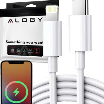 2x Kabel 2m USB-C do Lightning Alogy Fast Charge przewód do ładowania iPhone 20W biały 