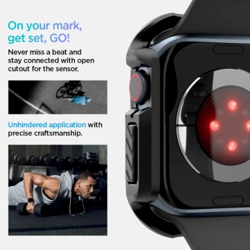 ETUI ZE SZKŁEM HARTOWANYM DO APPLE WATCH 10 (46MM) CZARNE SPIGEN TOUGH ARMOR