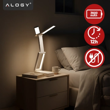 Lampa biurkowa LED 3600 mAh – regulacja natężenia i barwy światła, składana konstrukcja, zasilanie USB-C – Alogy LumiCharge Pro™ Biała