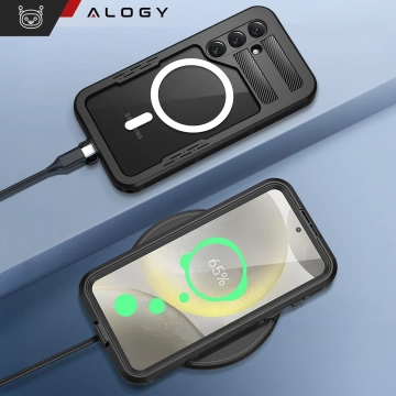 Etui Wodoodporne Alogy HydroArmor™ IP68 Case z przezroczystym tyłem Pancerna obudowa 360 do MagSafe do Samsung Galaxy S24+ Plus