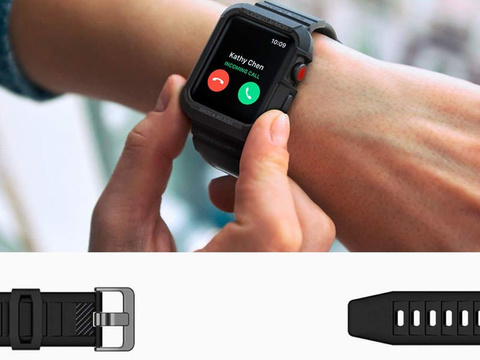 Etui Spigen Rugged Armor Pro für Apple Watch Series 4/5/6/SE 44 mm / Watch 7 45 mm Schwarz