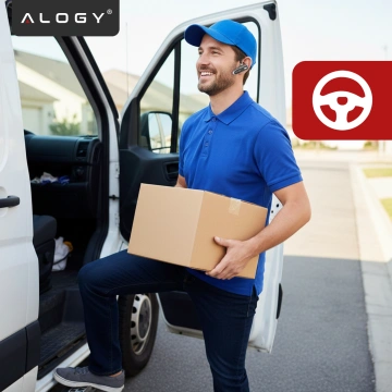 Słuchawka Bluetooth do rozmów – bezprzewodowa, Bluetooth 5.1, do 12h rozmów, z etui ładującym, lekka i wygodna dla kierowcy – Alogy DriveTalk™ Czarna