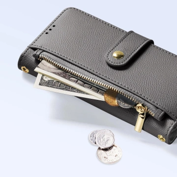 iPhone 16 Pro Dux Ducis Lawa Lederhülle mit MagSafe Wallet Grau